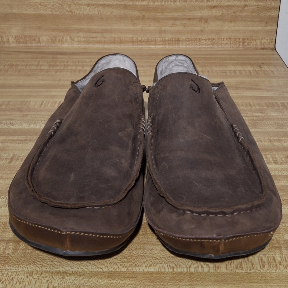 Olukai Moloa Brown Leather Slipper Size 11 - Picture 6 of 9